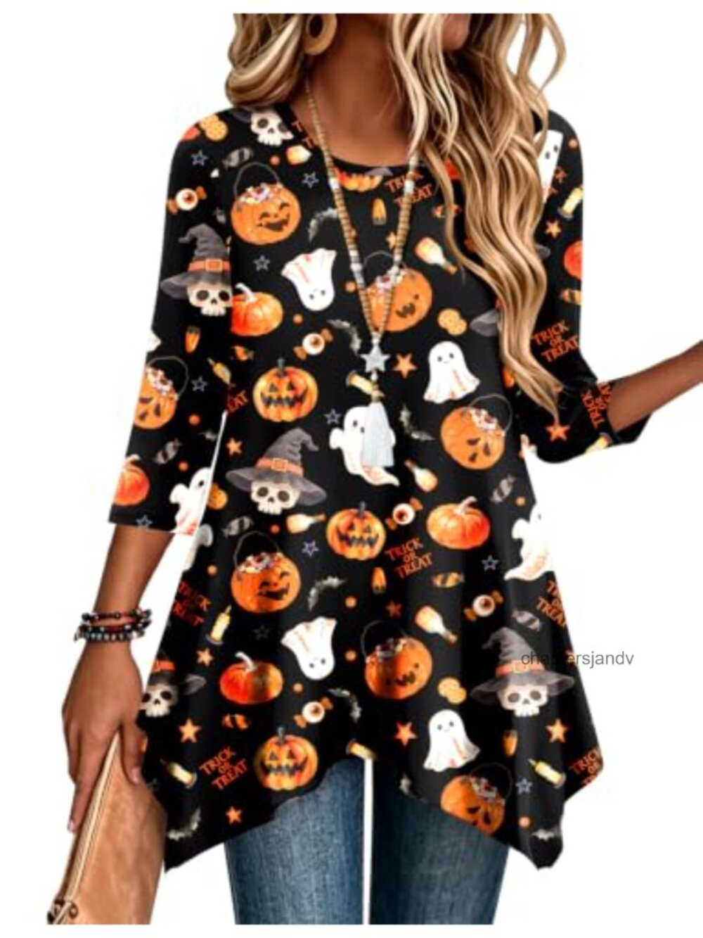 Zeagoo Womens Tunic Top 3/4 Sleeve Loose Fit Asymmetrical Hem Crew Neck